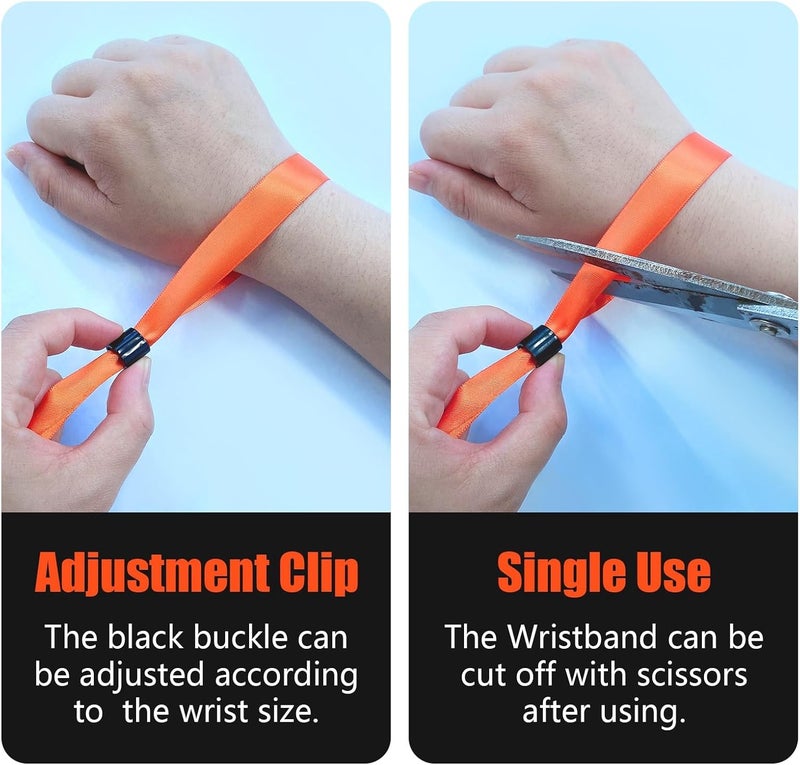 Comflora 100 Pcs Cloth Event Wristband, Disposable Wristbands for Events, Colored Wristbands Events,for Lightweight Concert,Club Entrance Wrist Strap Party Wristband Event (Color : Orange) - Image 4